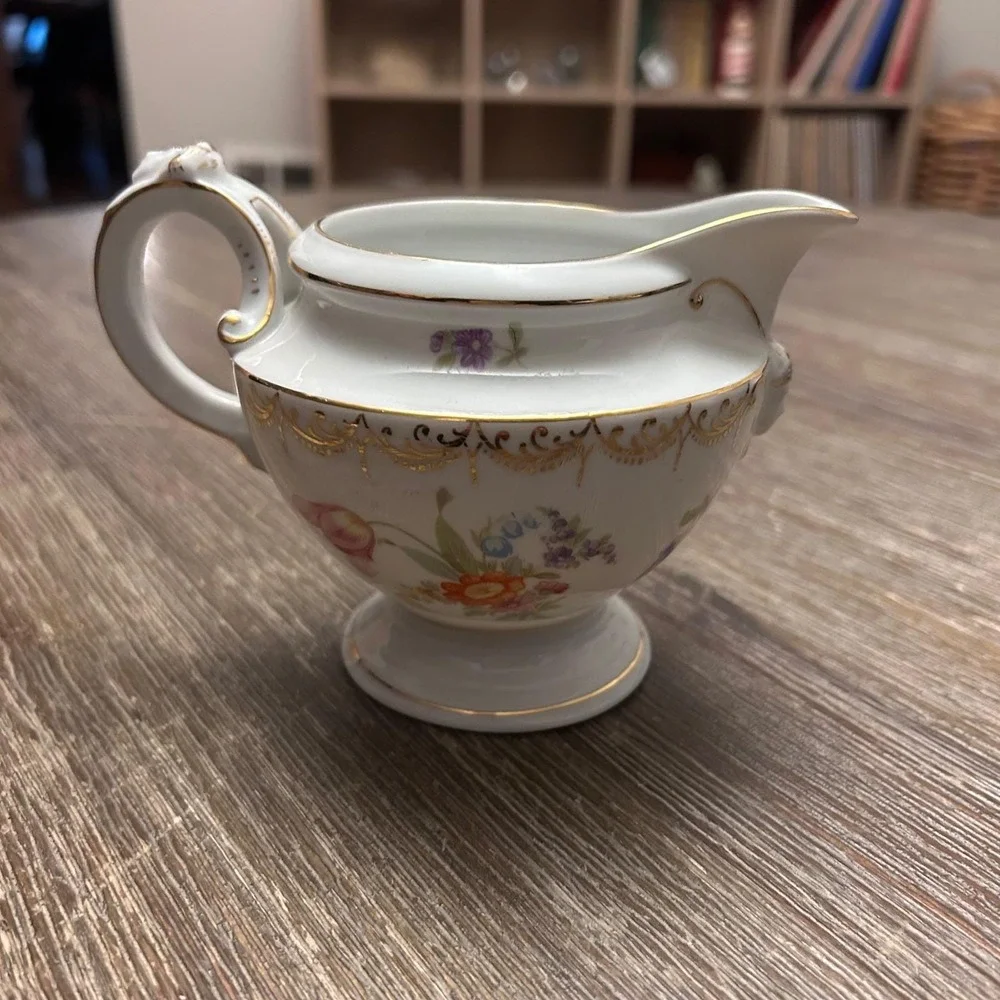 Vintage‎ porcelain Floral Creamer White Gold Gilt Rosenthal Empire